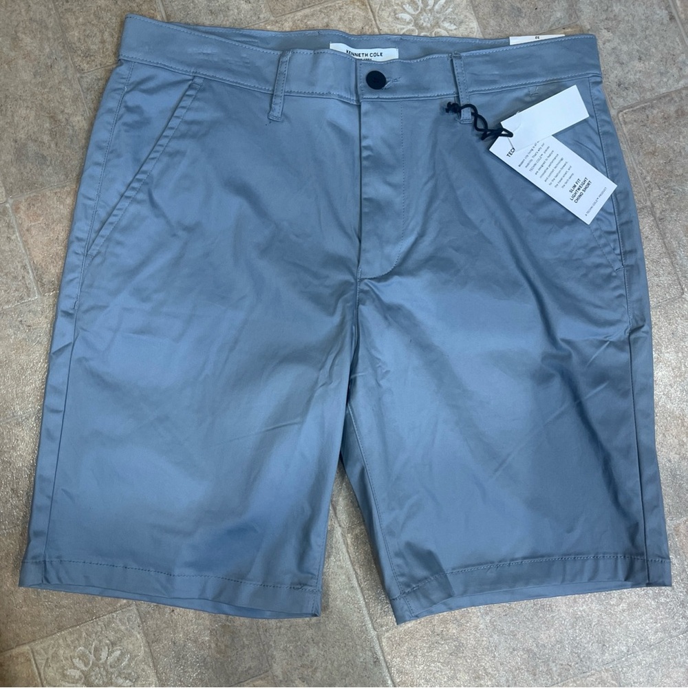 Kenneth Cole Steel Blue Flat Front Men Shorts